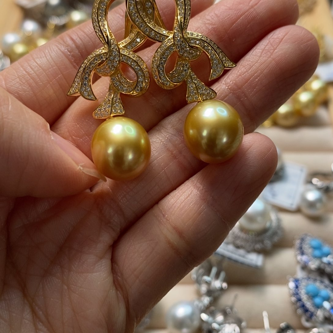 海水珍珠耳饰银S925镶嵌