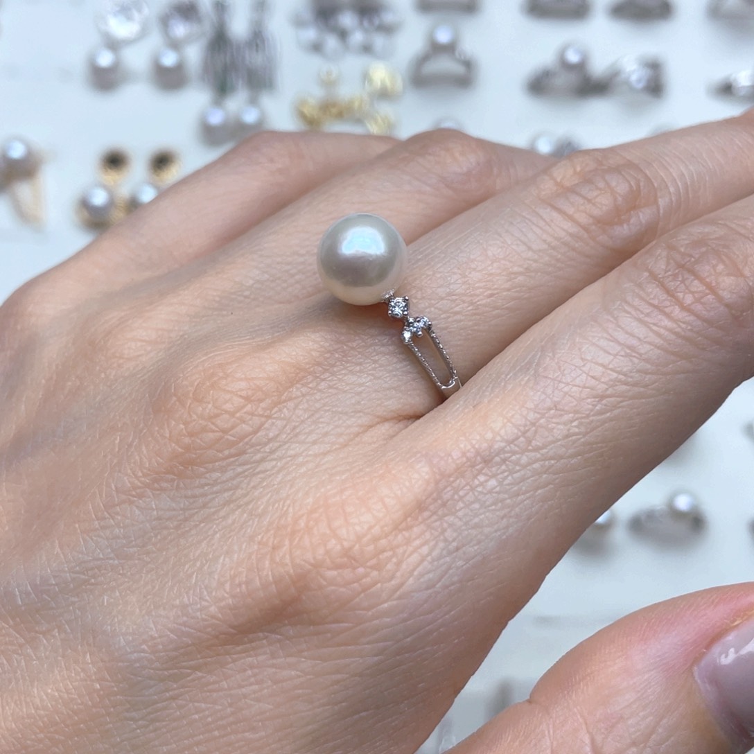 戒指银S925镶嵌淡水珍珠
