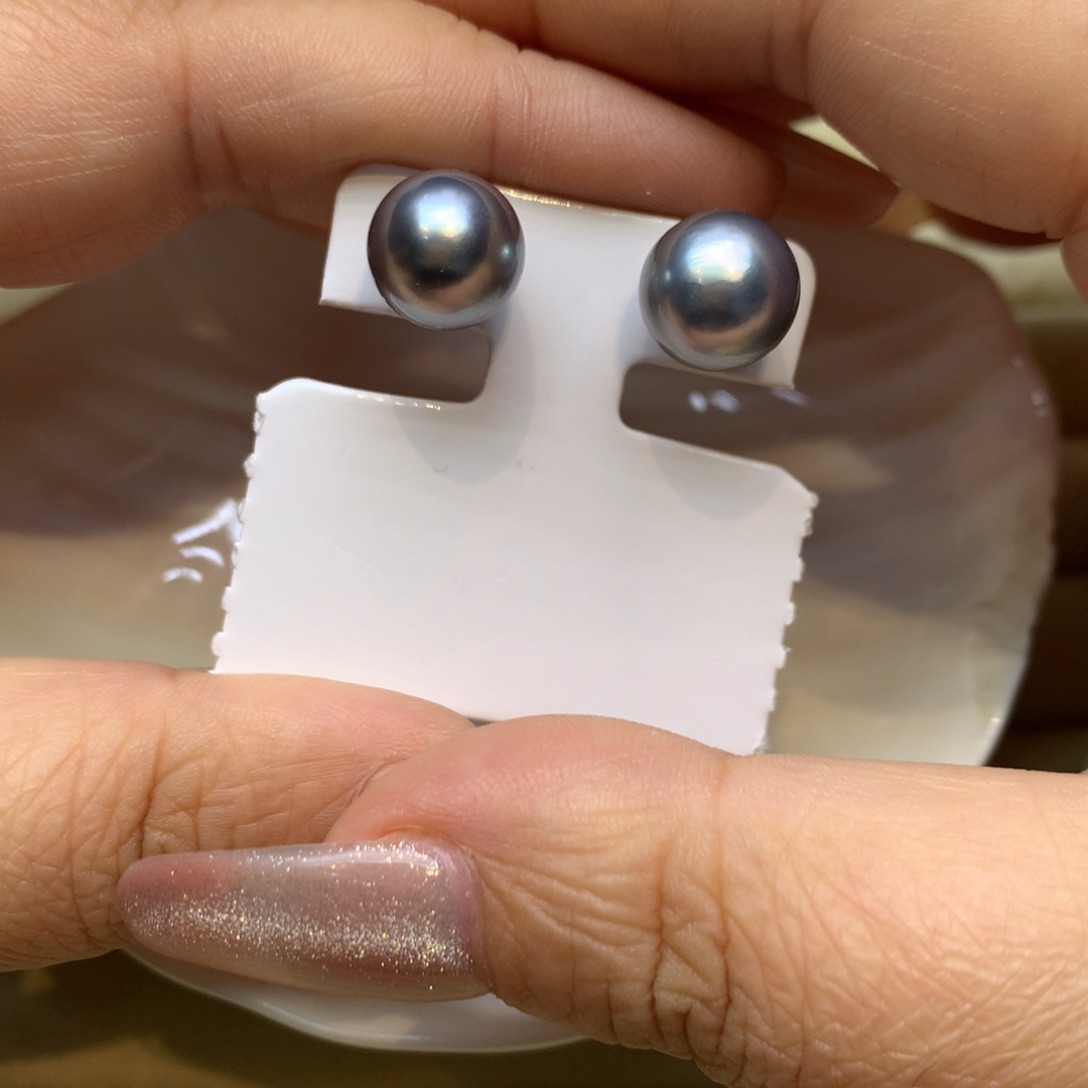 银S925镶嵌耳饰海水珍珠