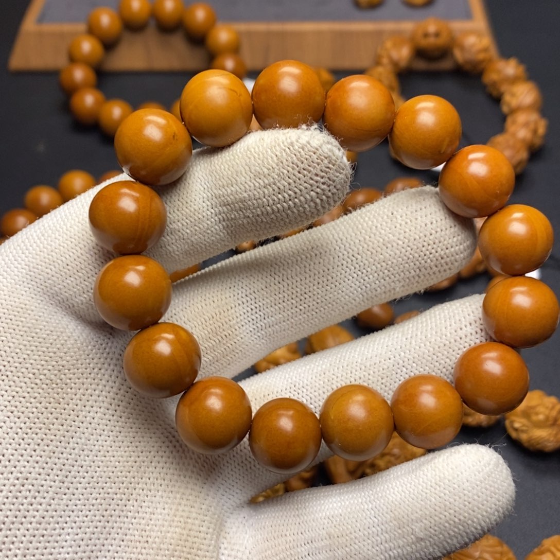 橄榄核手串/手链正圆光珠（泛油