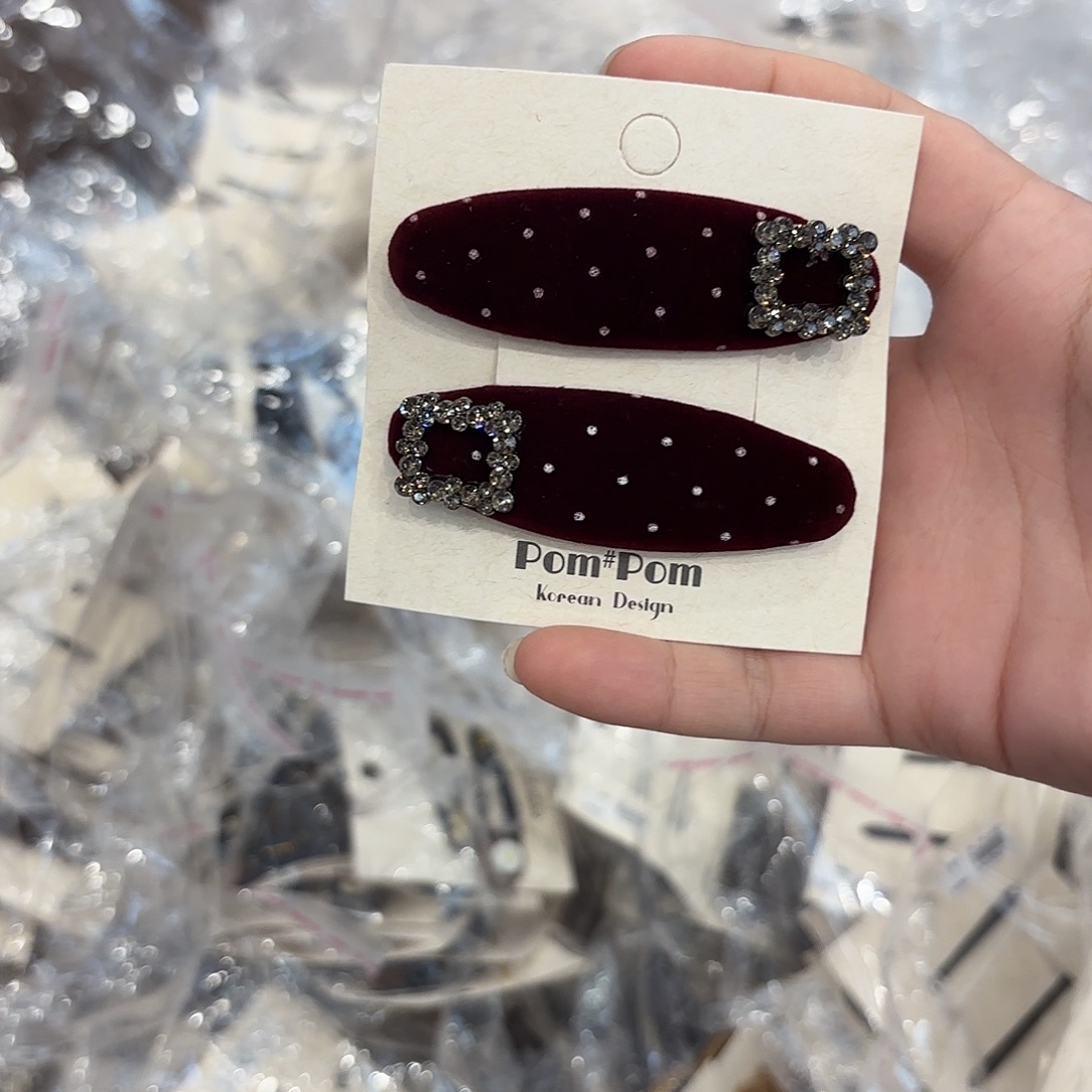 布艺非金属红色波点拜拜夹