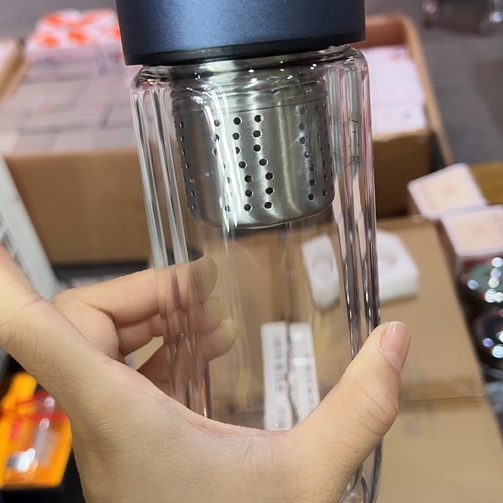 磁泡双层玻璃杯300蓝色玻璃呗