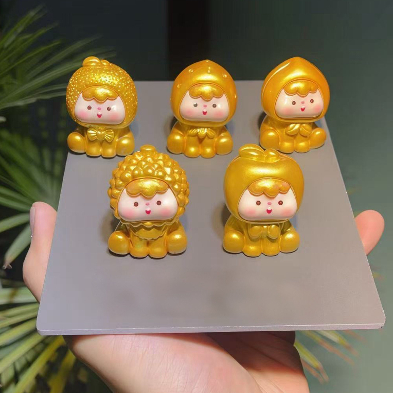 金色水果崽崽可爱创意树脂摆件车载桌面DIY家居饰品