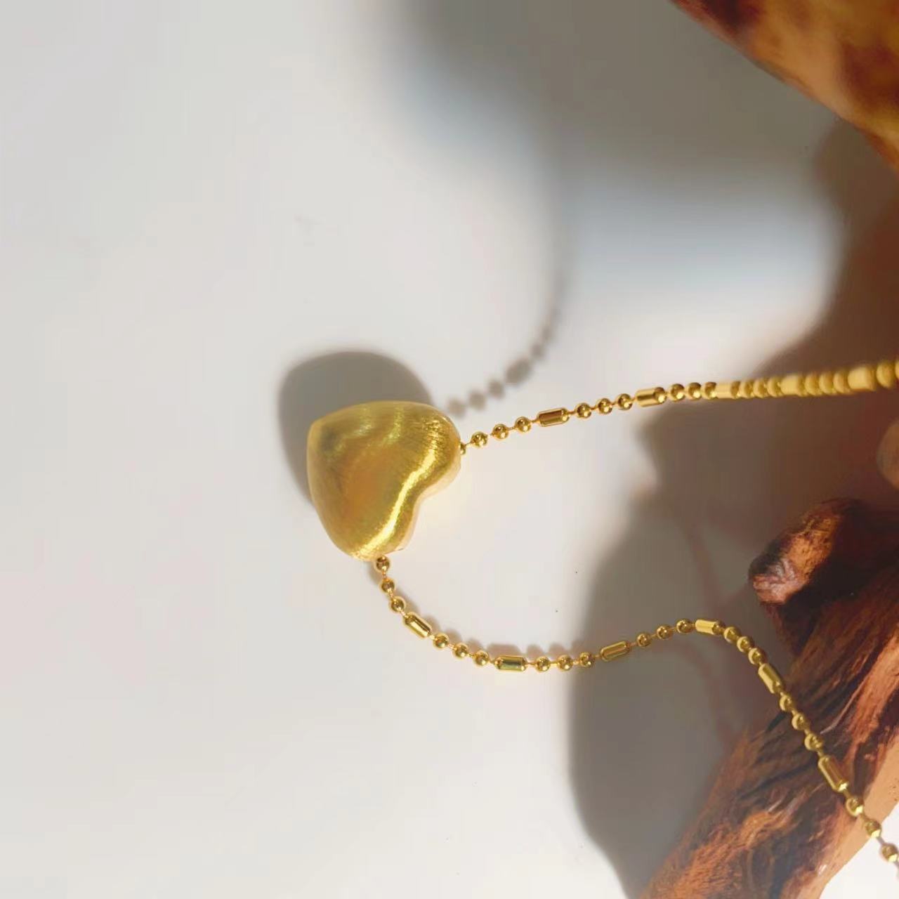 L-6049  足金拉丝爱心吊坠