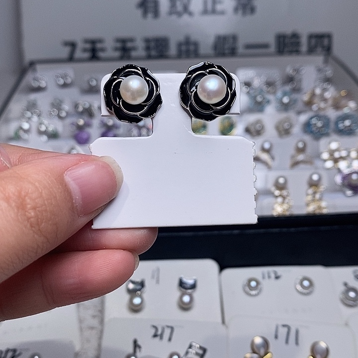 耳饰淡水珍珠银S925镶嵌