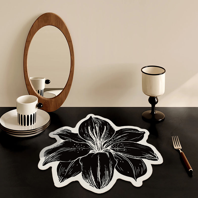 小香风法式餐垫防滑防油黑色高级感隔热垫免洗餐具盘碗筷吸水杯垫