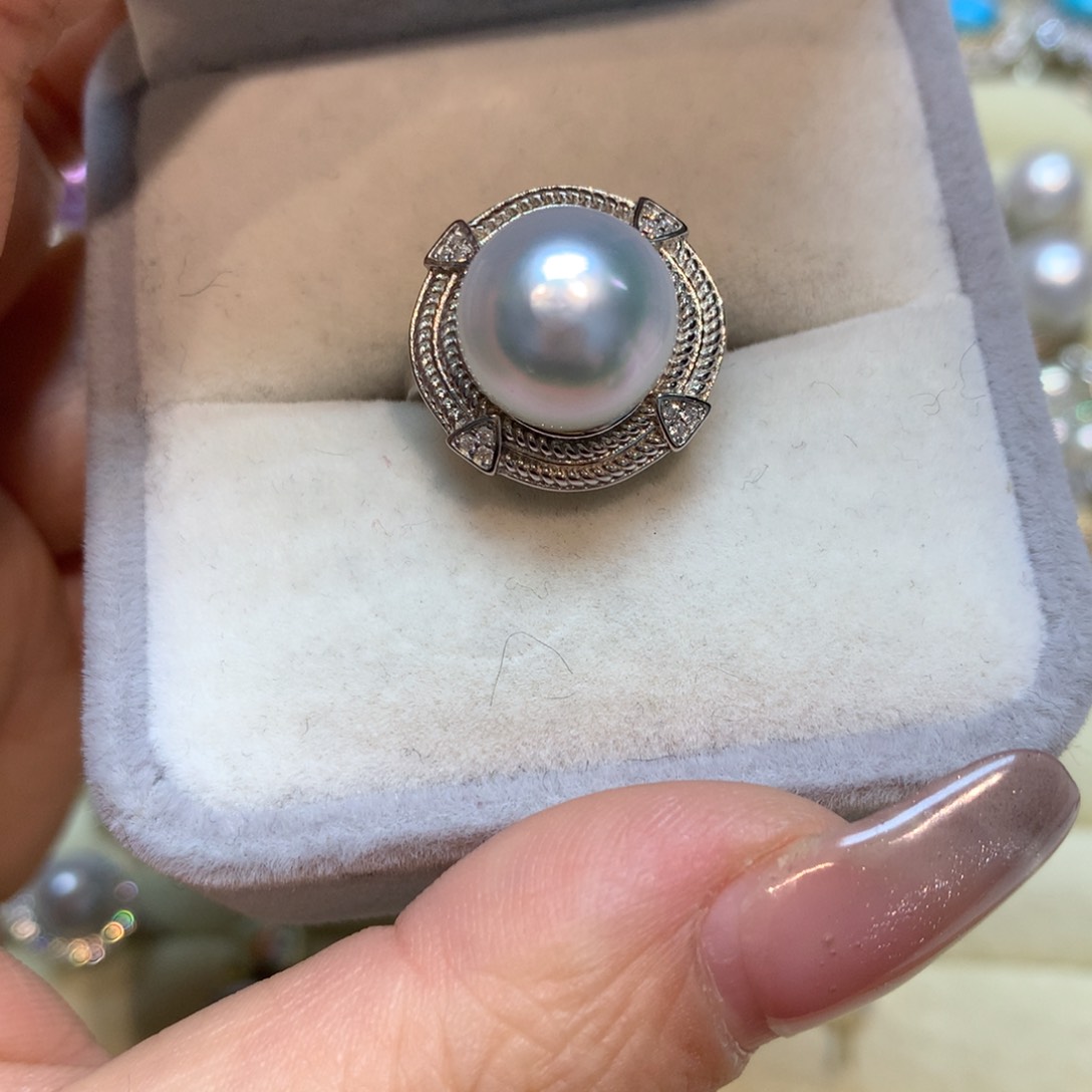 海水珍珠戒指银S925镶嵌