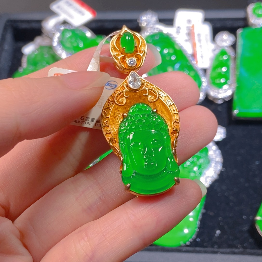 吊坠(不含链)银S925镶嵌翡翠