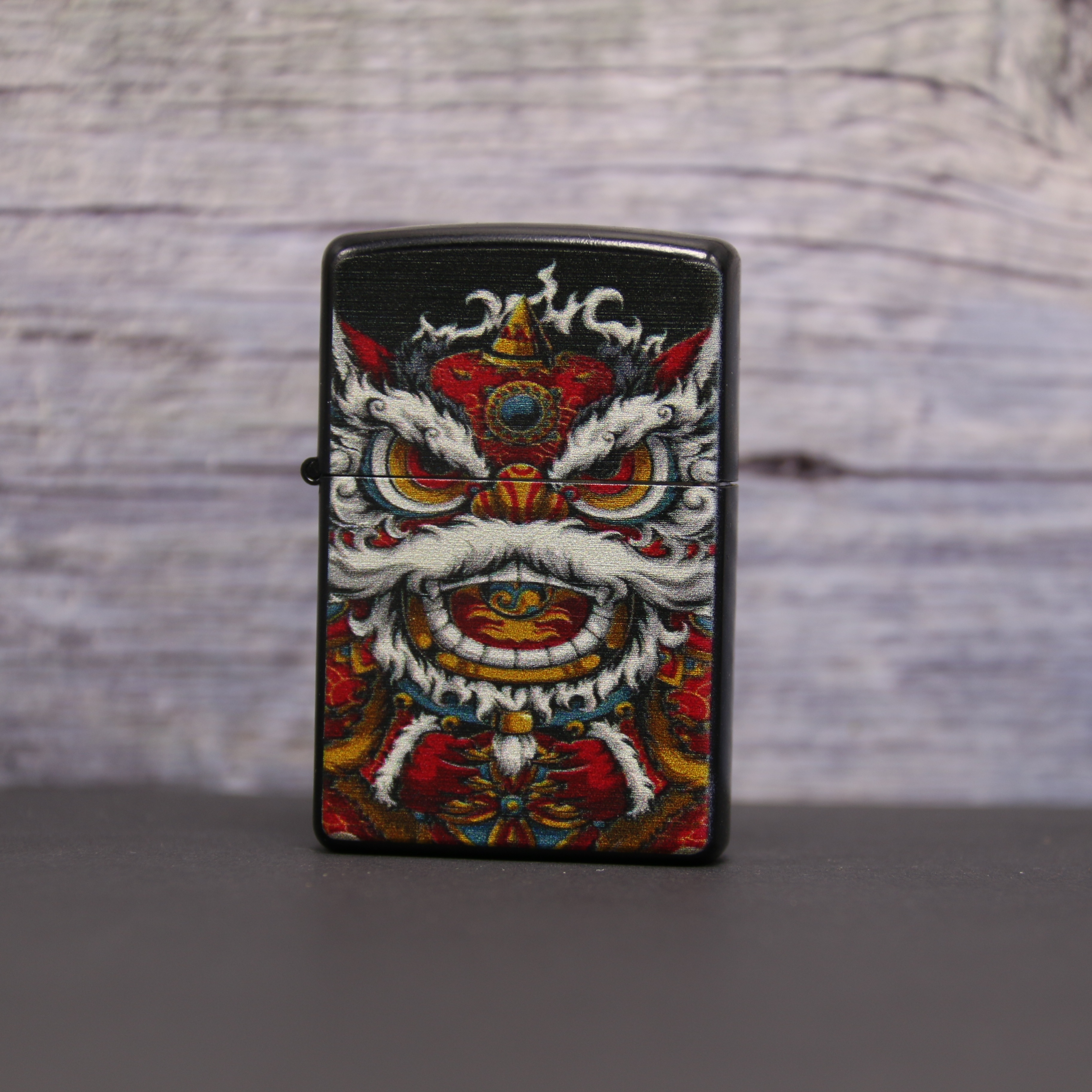 国风小瑞兽高颜值翻盖式复古砂轮铁质打火机