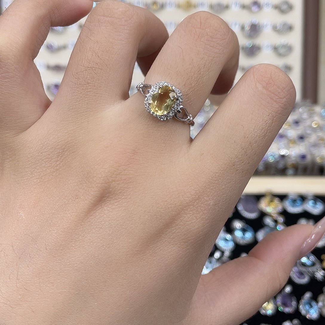 黄晶银S925镶嵌戒指