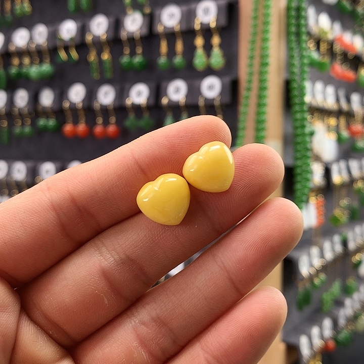 琥珀耳饰18K金镶嵌耳饰