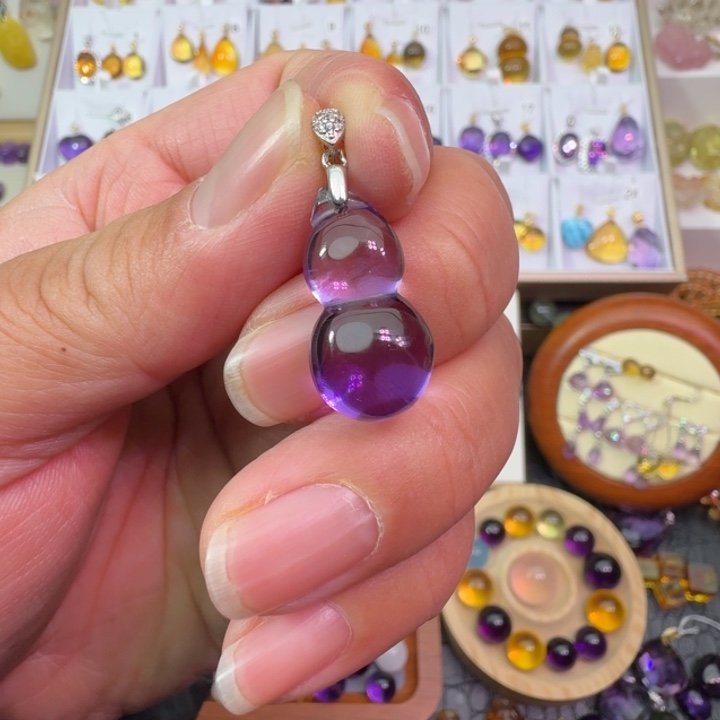 紫晶颈饰银S925镶嵌卡*拉吊坠