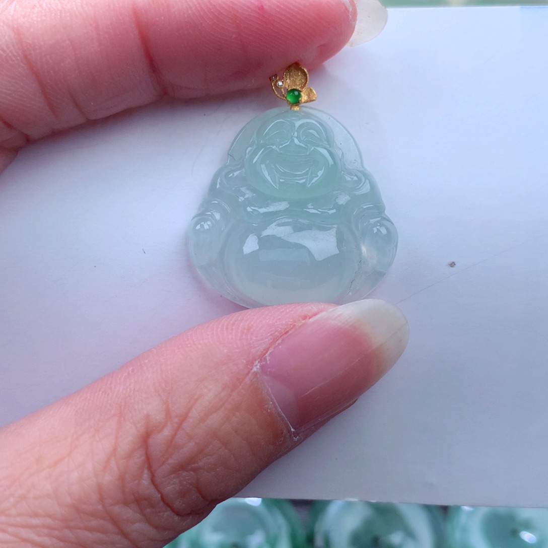 翡翠吊坠(不含链)18K金镶嵌