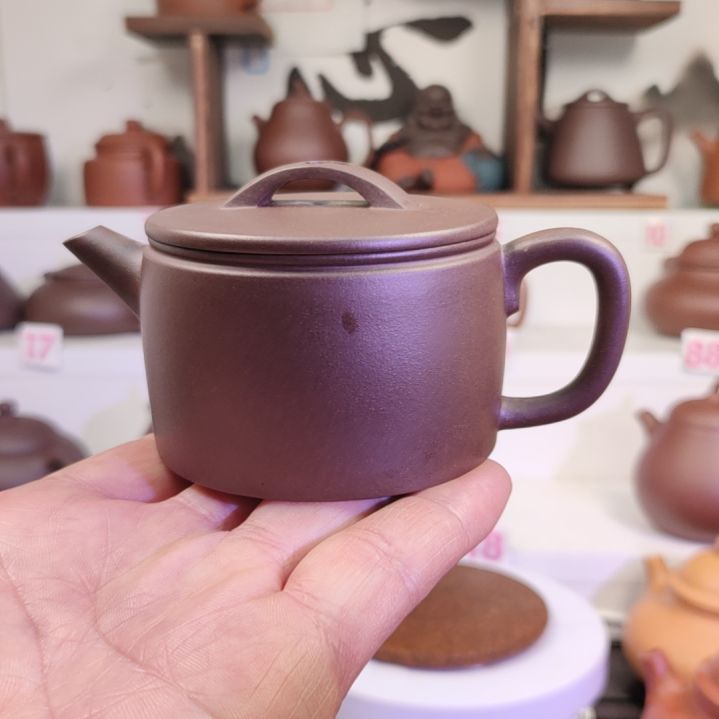 紫砂茶壶汉瓦老紫泥135CC左右瑕