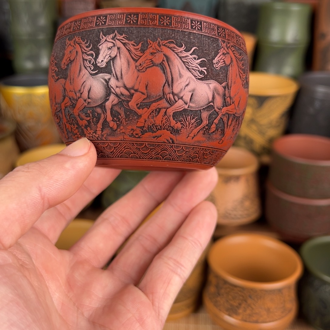 紫砂茶杯宜兴原矿紫砂杯