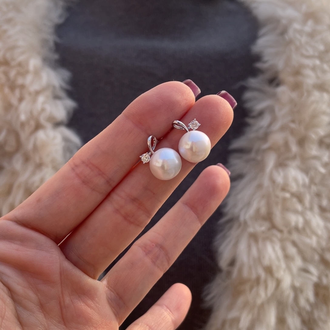 淡水珍珠耳饰银S925镶嵌