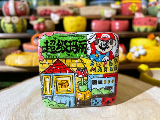 【巨土造物】多肉生石花仙人掌手工手绘花盆超级玛丽