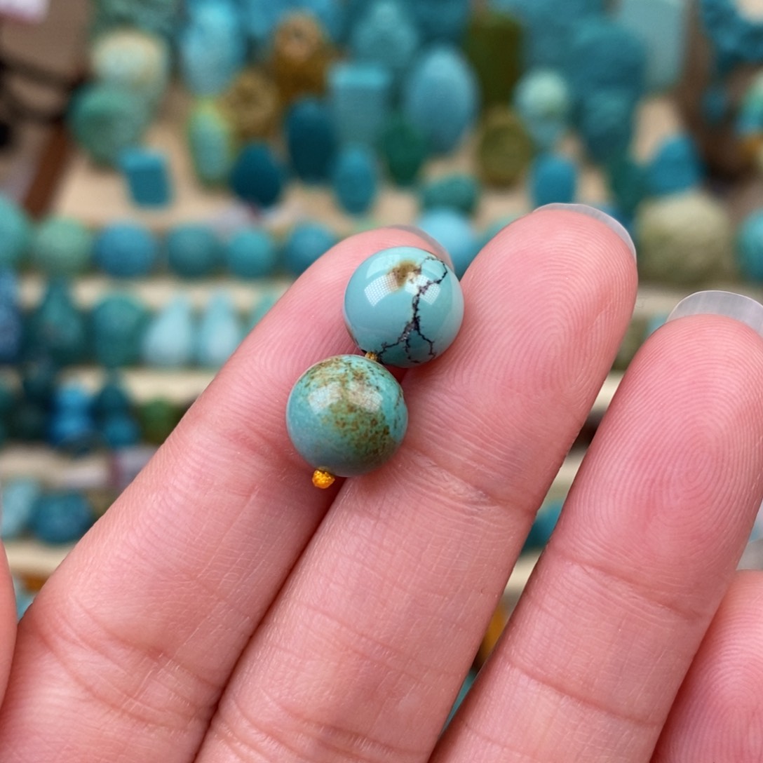 绿松石珠宝奇石未镶嵌9mm