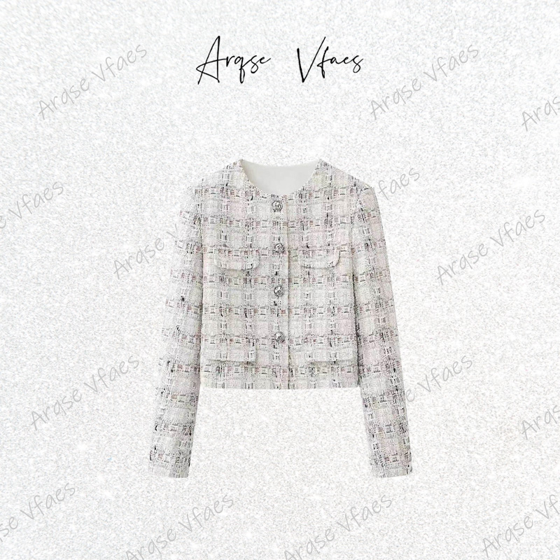 艾家同款2026春季新款时尚名媛千金小香风粗花呢短外套女101181