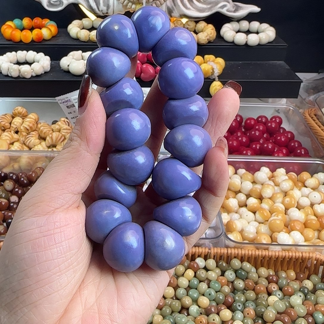 菩提根/象牙果手串微瑕牙果卡20紫色山竹1串