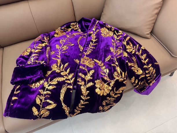 新款丝绒钉花新中式长款宽松显瘦女外套