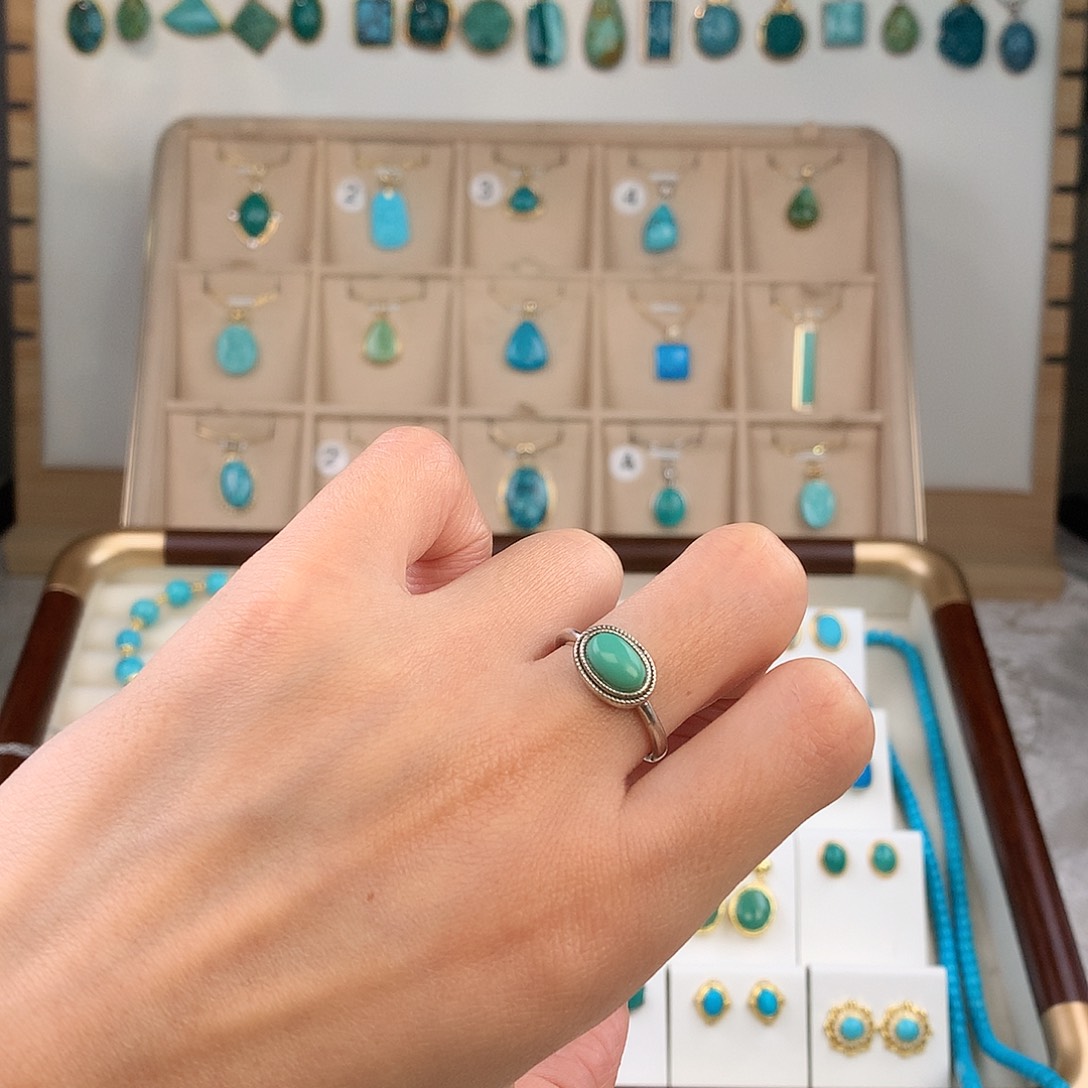 绿松石银S925镶嵌戒指