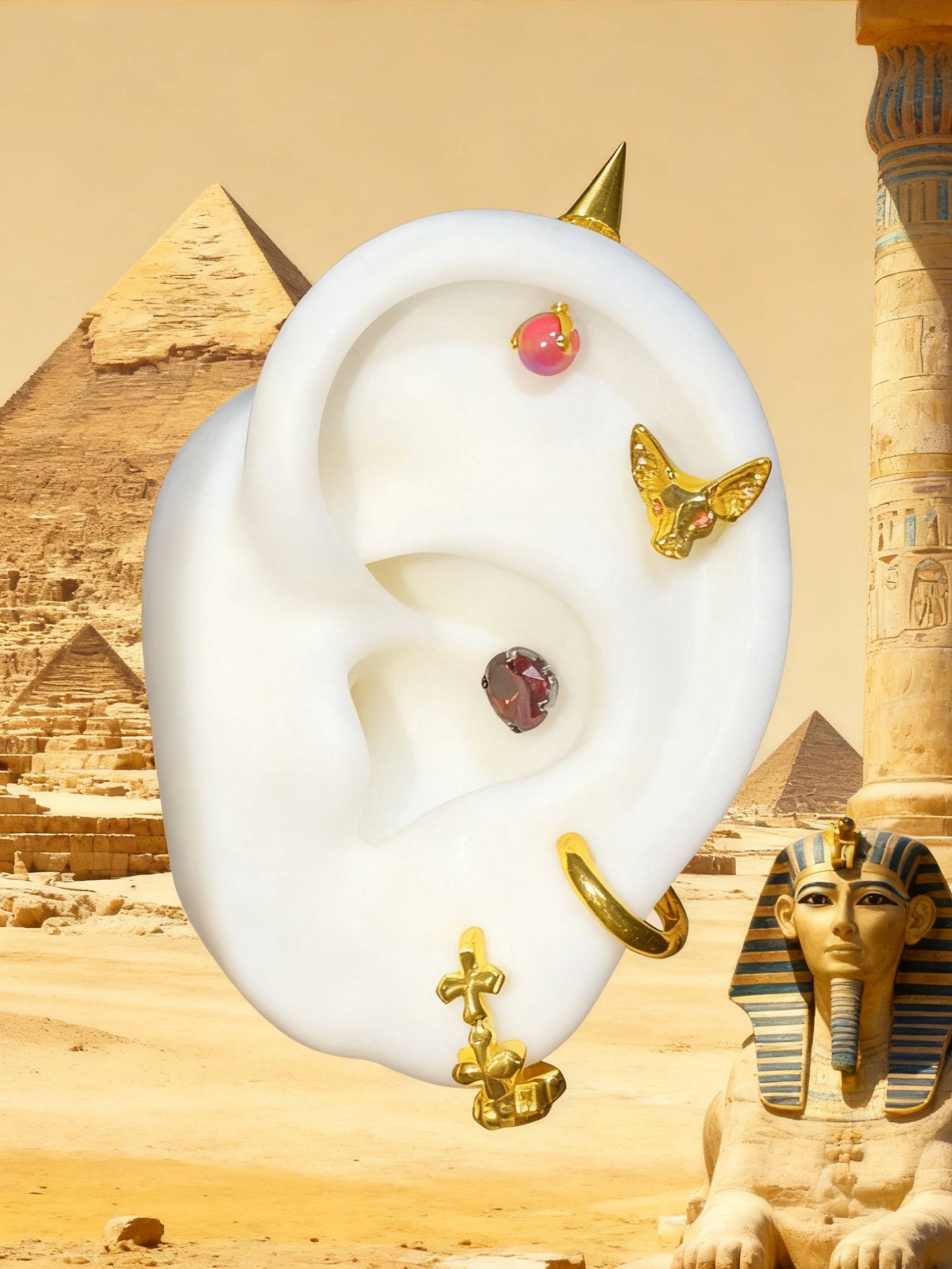 钛合金耳饰 Shinma 金色系超精致耳钉耳骨钉耳环痛耳系列辣妹穿刺