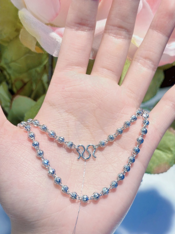 铂金PT950车花镭射球男士项链（多样性发一）