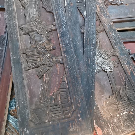 用***5香榧木老木雕花版五片