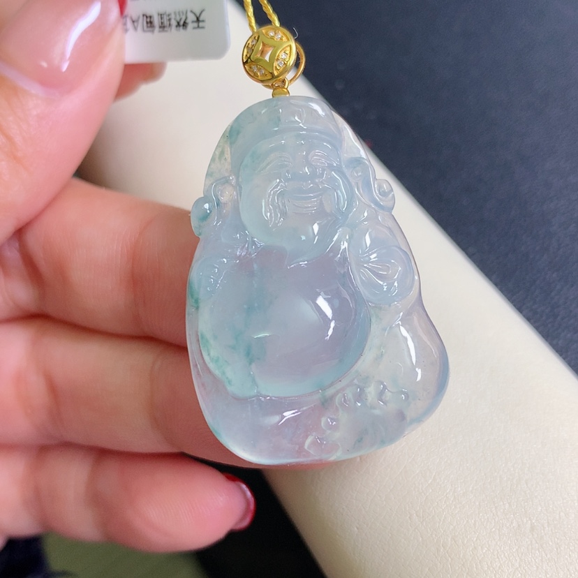 【闪购商品】翡翠颈饰18K金镶嵌财神