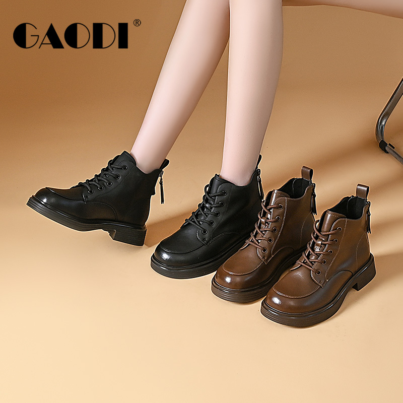 GAODI/高蒂秋冬季马丁靴低跟英伦风百搭复古女靴243369-803-139