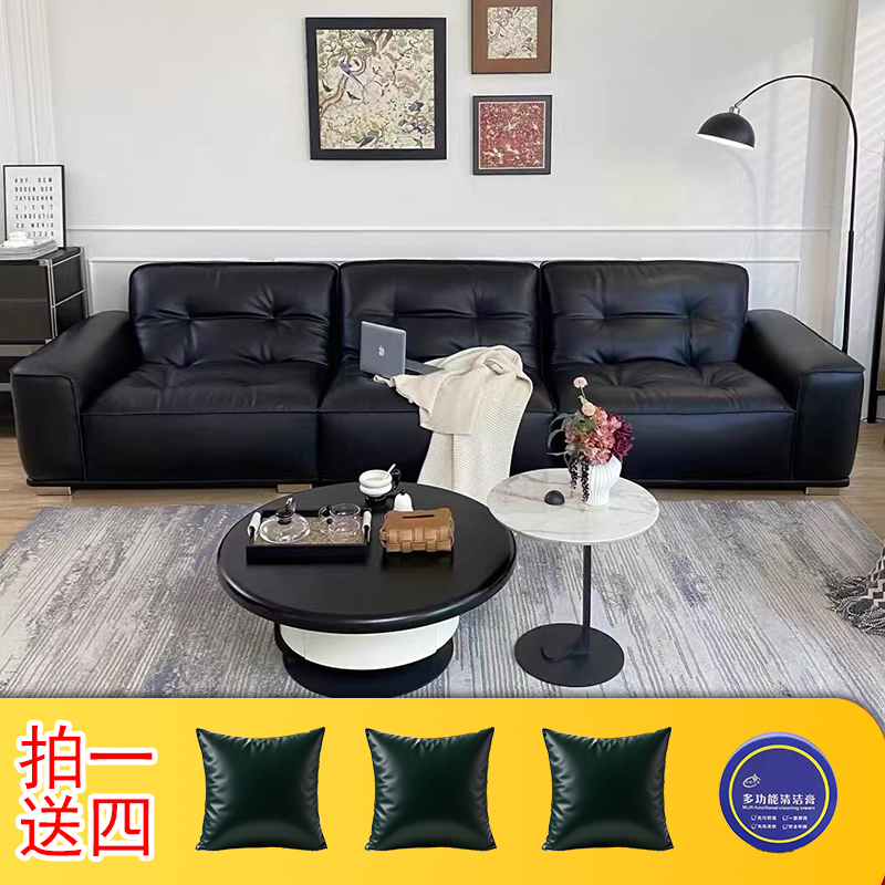 全青皮黑金刚沙发全青皮意式极简360度全皮黑金刚沙发可溯源验货