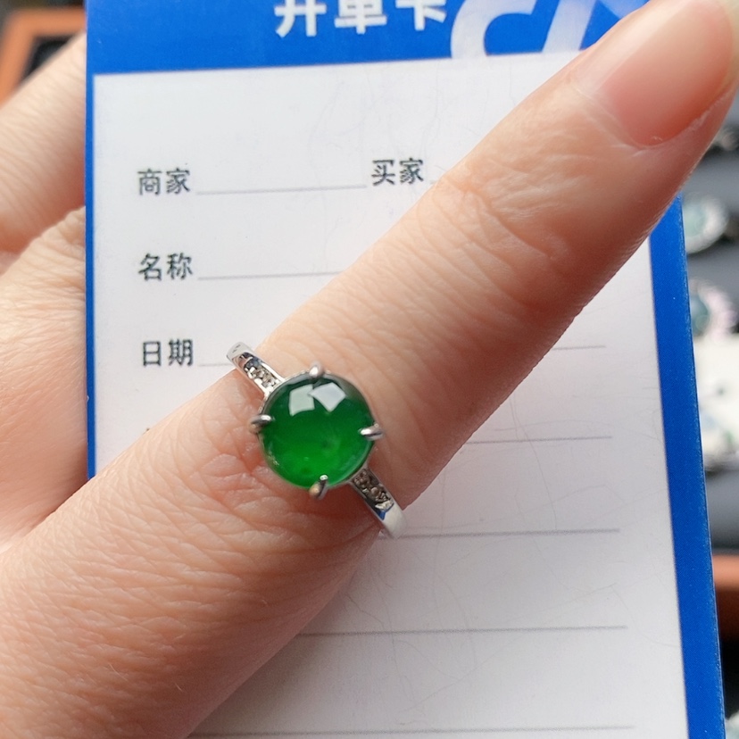【闪购商品】翡翠戒指银S925镶嵌123456
