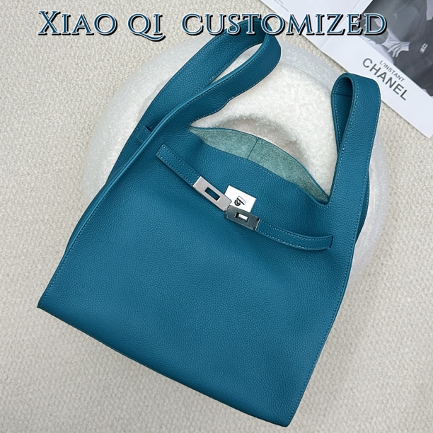 Xiao Qi头层牛皮粉色菜篮子个性时尚背心手提包单肩斜挎小众高质