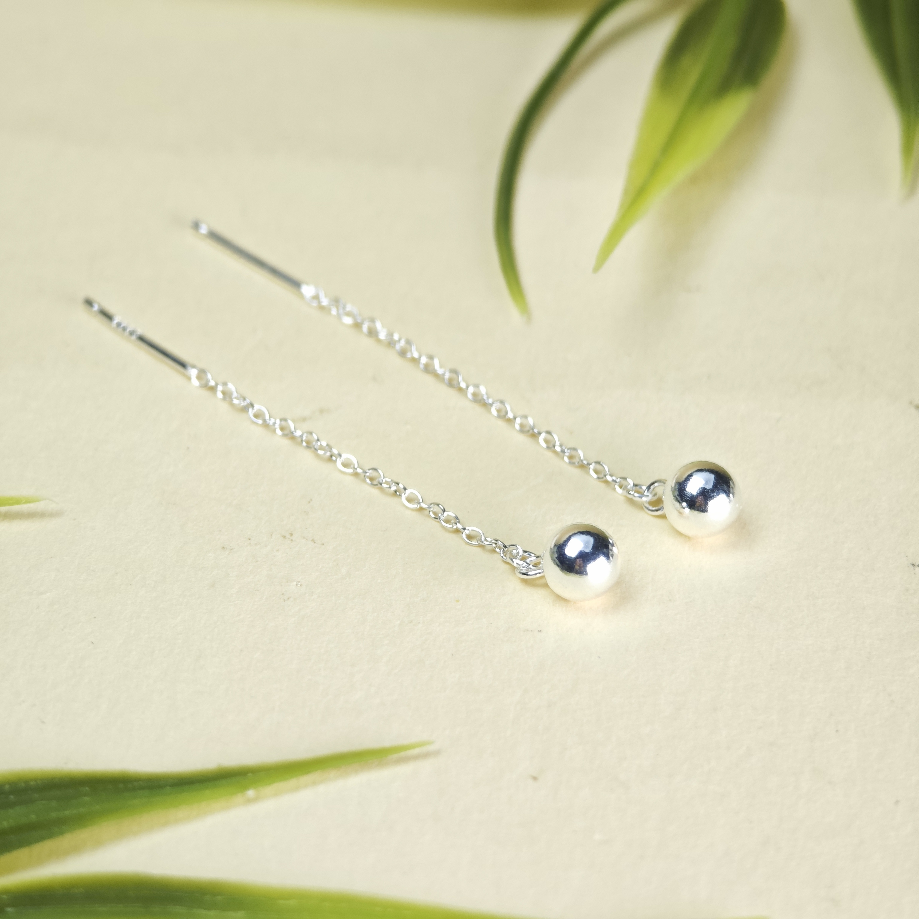 足银银制品 【铭记珠宝】足银圆珠耳线6-3DM249H713【约4.5mm】