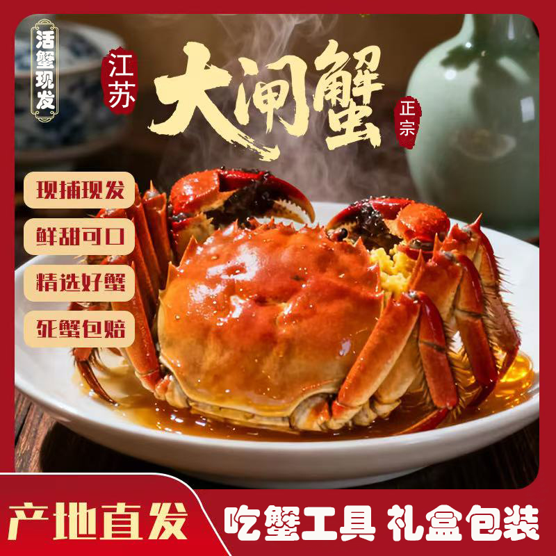 【活蟹现发】鲜活大闸蟹 公4.0-3.7母3.0-2.7两 6只/8只/10只 D