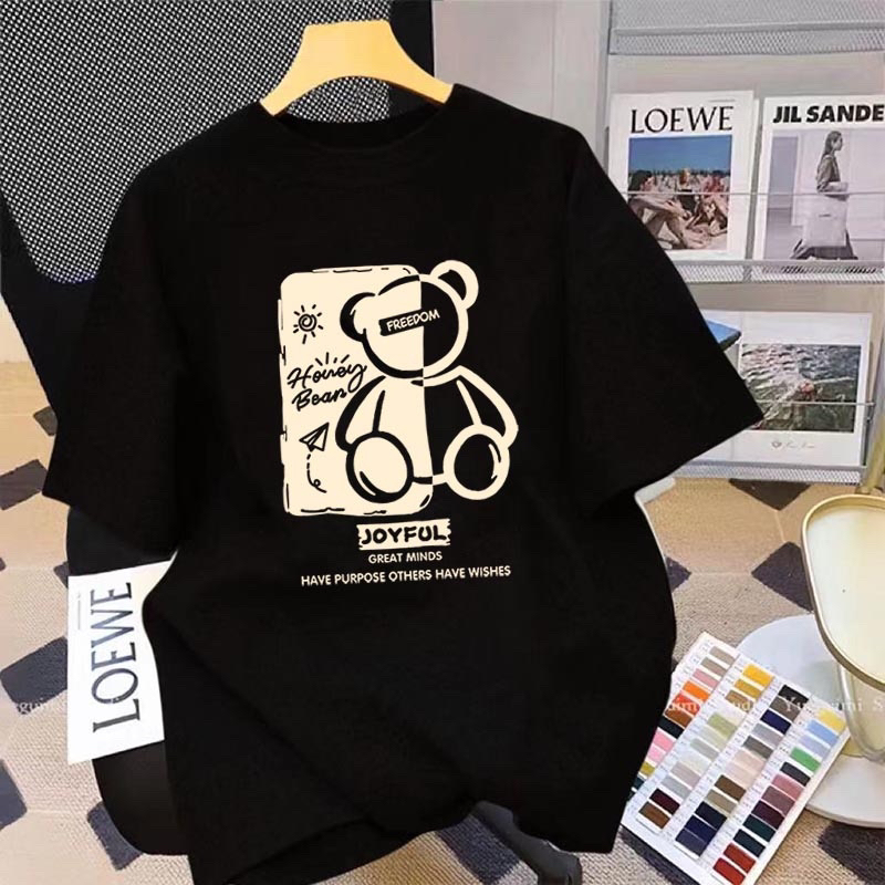 维尼熊2025年新款男女同款情侣200克纯棉T恤夏季宽松圆领百搭短袖