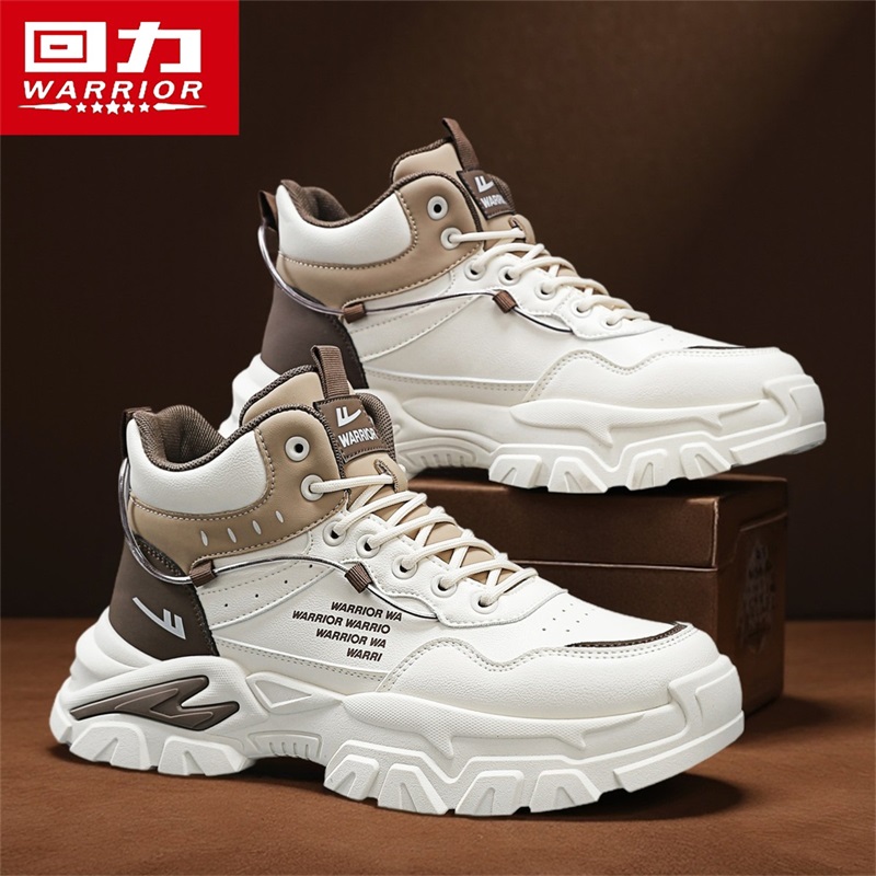 回力男鞋马丁靴冬季2025新款厚底户外运动登山休闲机车白色高帮鞋