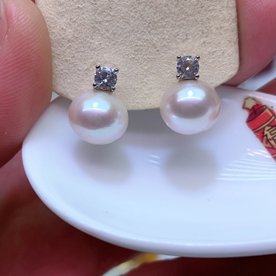 淡水珍珠耳饰银S925镶嵌
