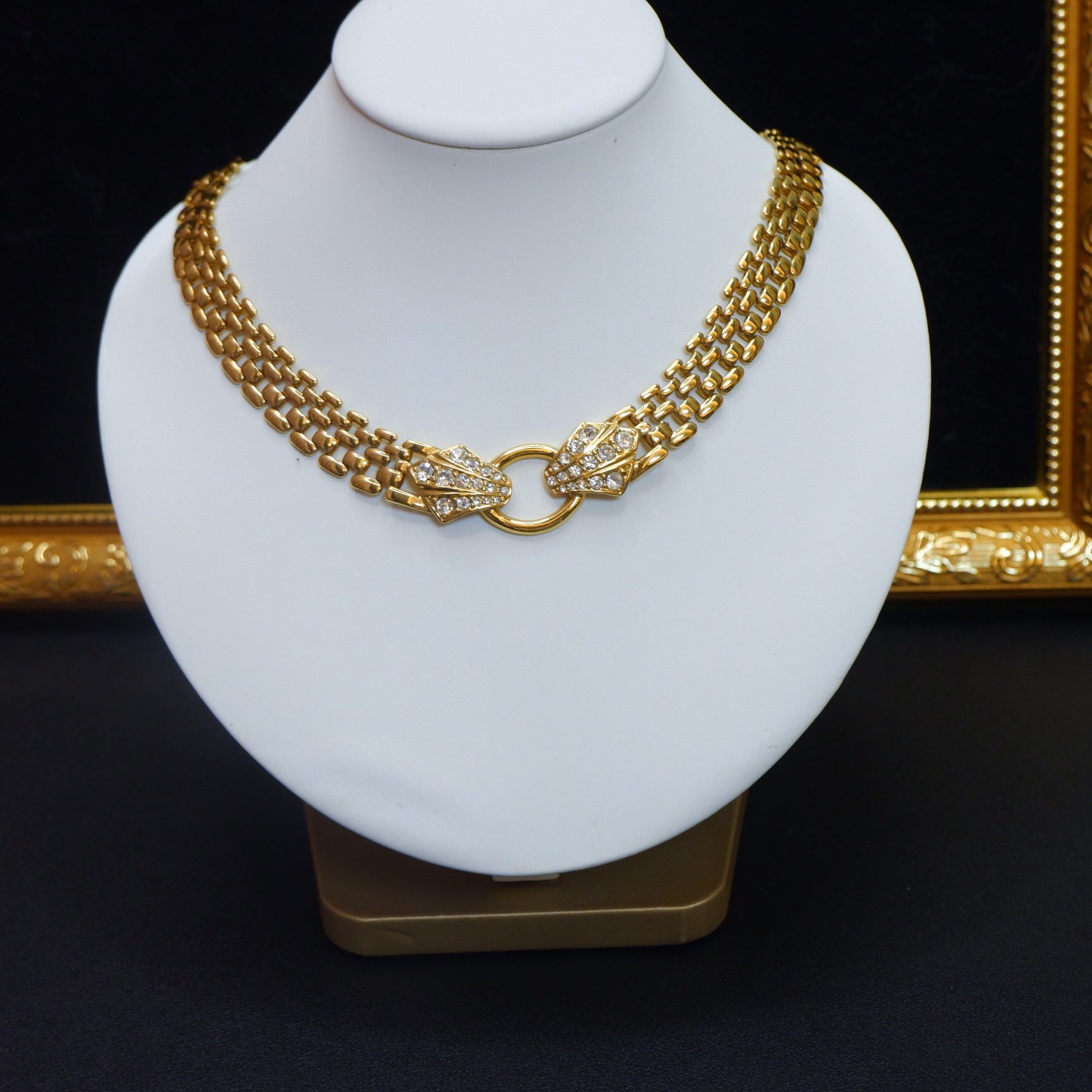 合金项链 trifari 翠法丽中古打标素金编制项链锁骨链vintage