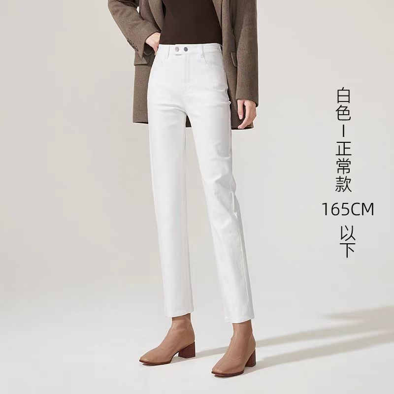 小直筒女夏季宽松显瘦2025夏季九分显瘦女士蓝色白色烟管裤