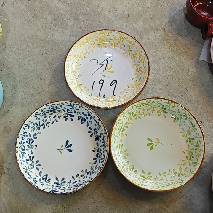 碎花盘子3个混装7寸