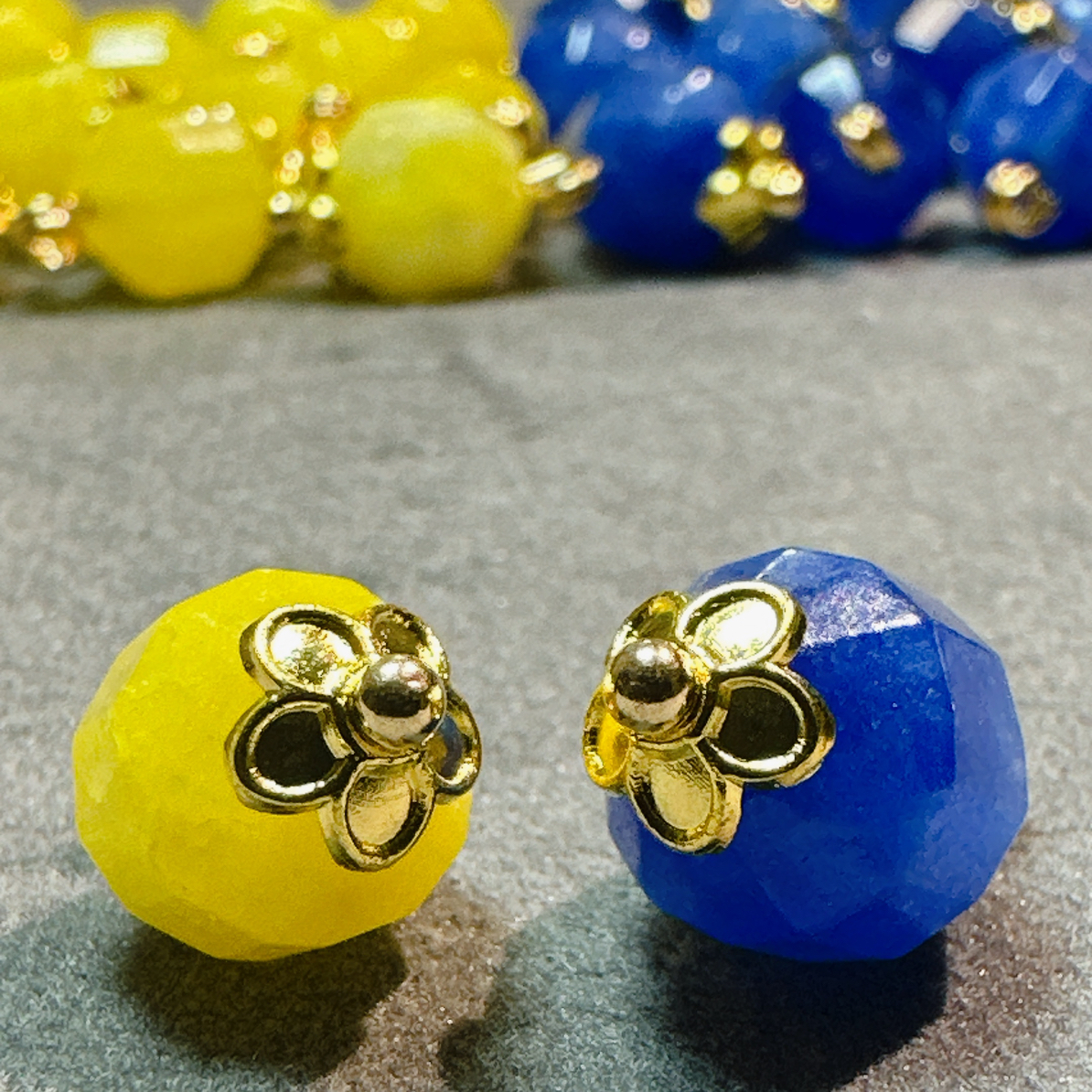 10mm新中式国风切面桶珠蓝色黄色坠扣旗袍汉服古装宋锦辅料扣子