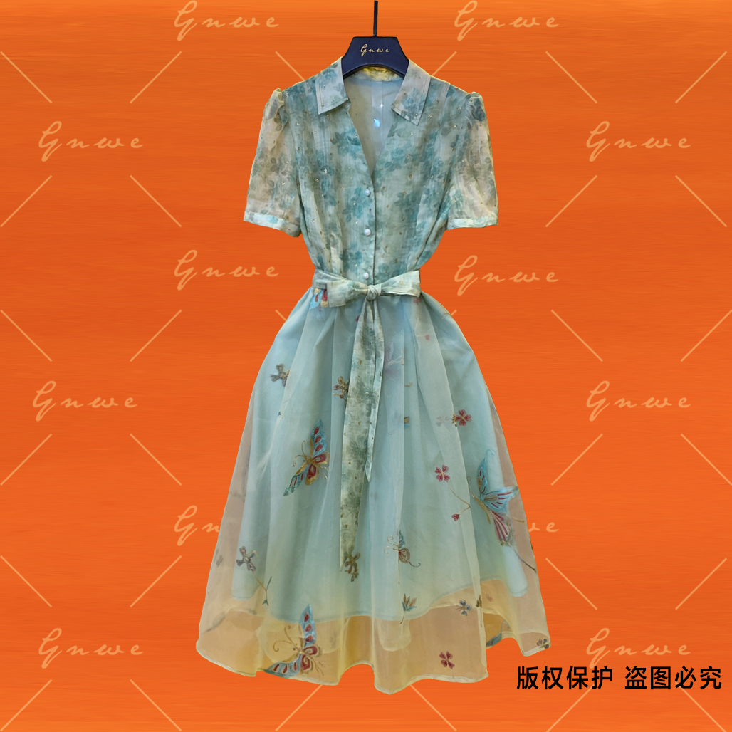 【私人订制】夏季时尚气质轻奢收腰连衣裙G0504