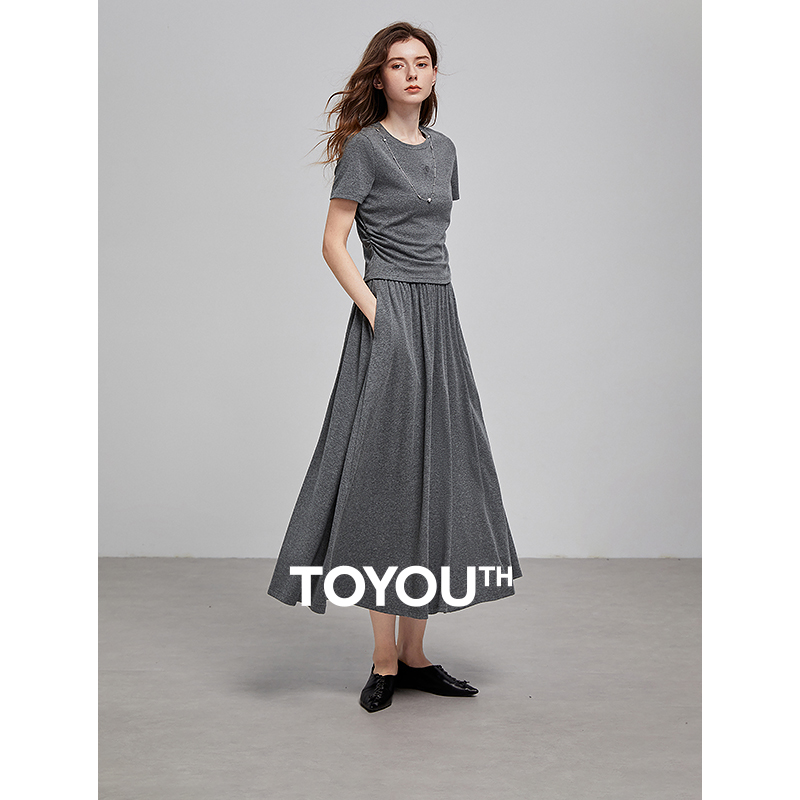 【流光风】初语优可丝修身T恤半身裙套装女25春时尚新松弛感两件套