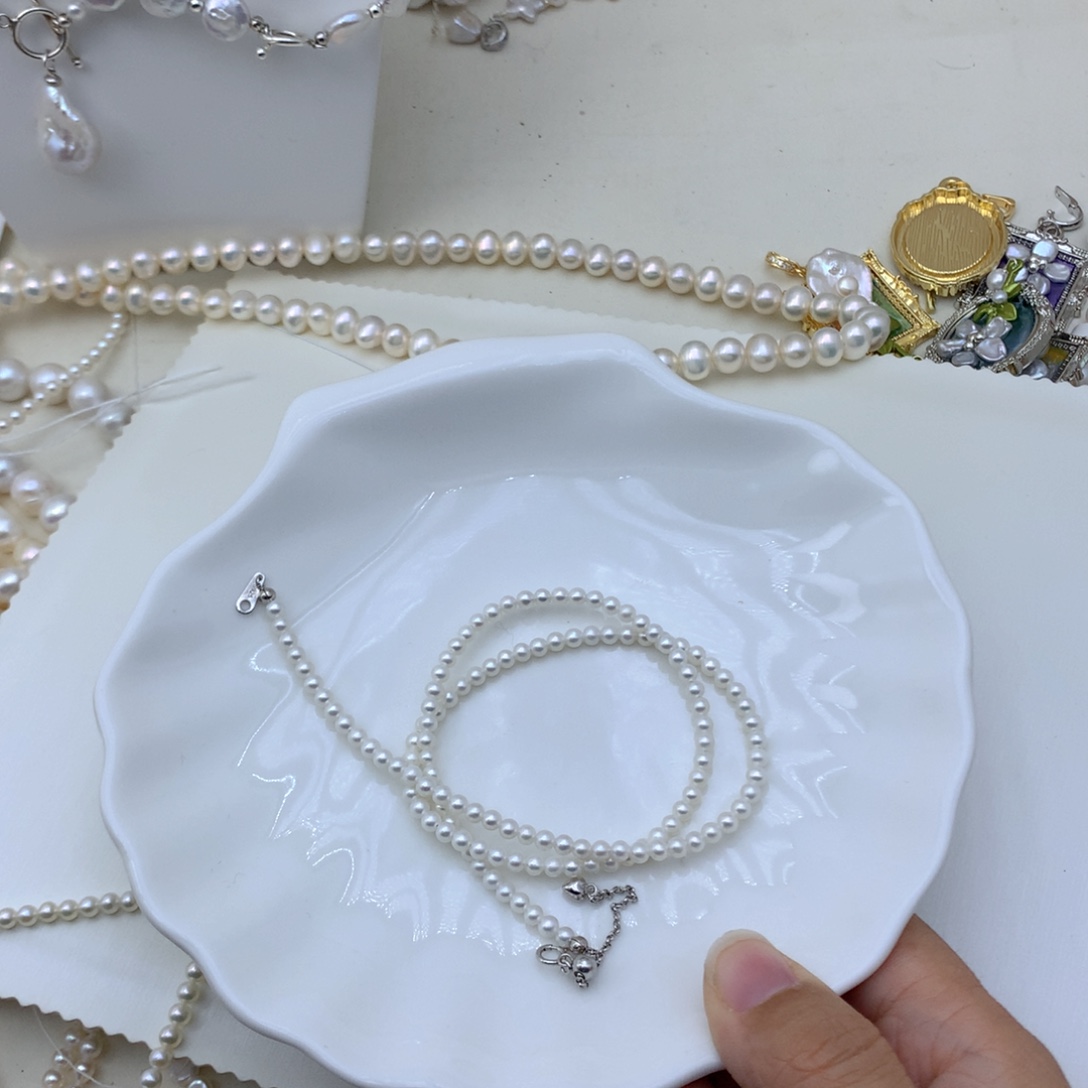 淡水珍珠颈饰银S925镶嵌