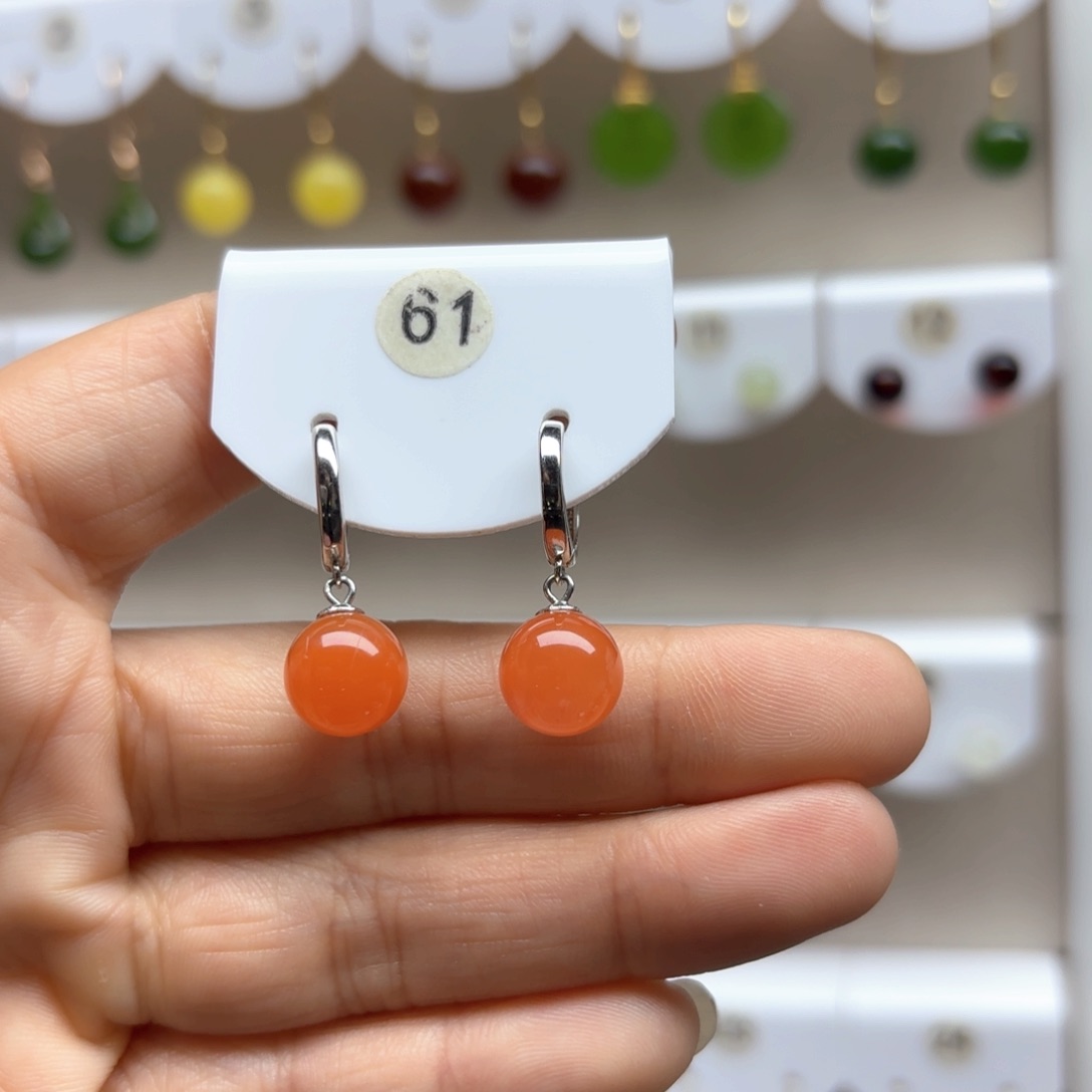 南红玛瑙耳饰银S925镶嵌