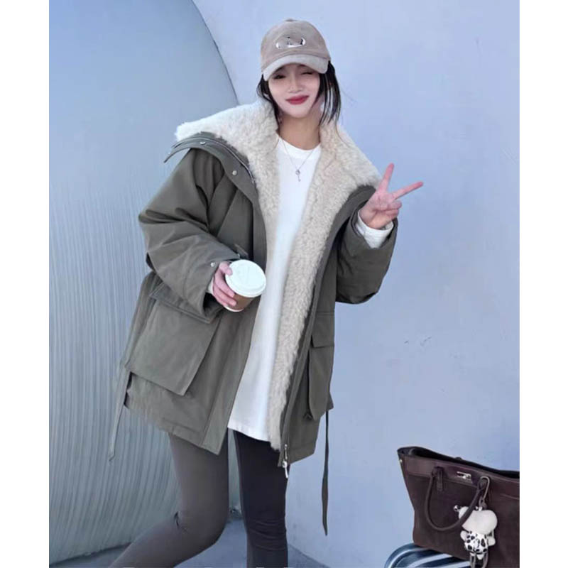 （女装）2882 法式复古设计感大翻领派克工装外套大衣