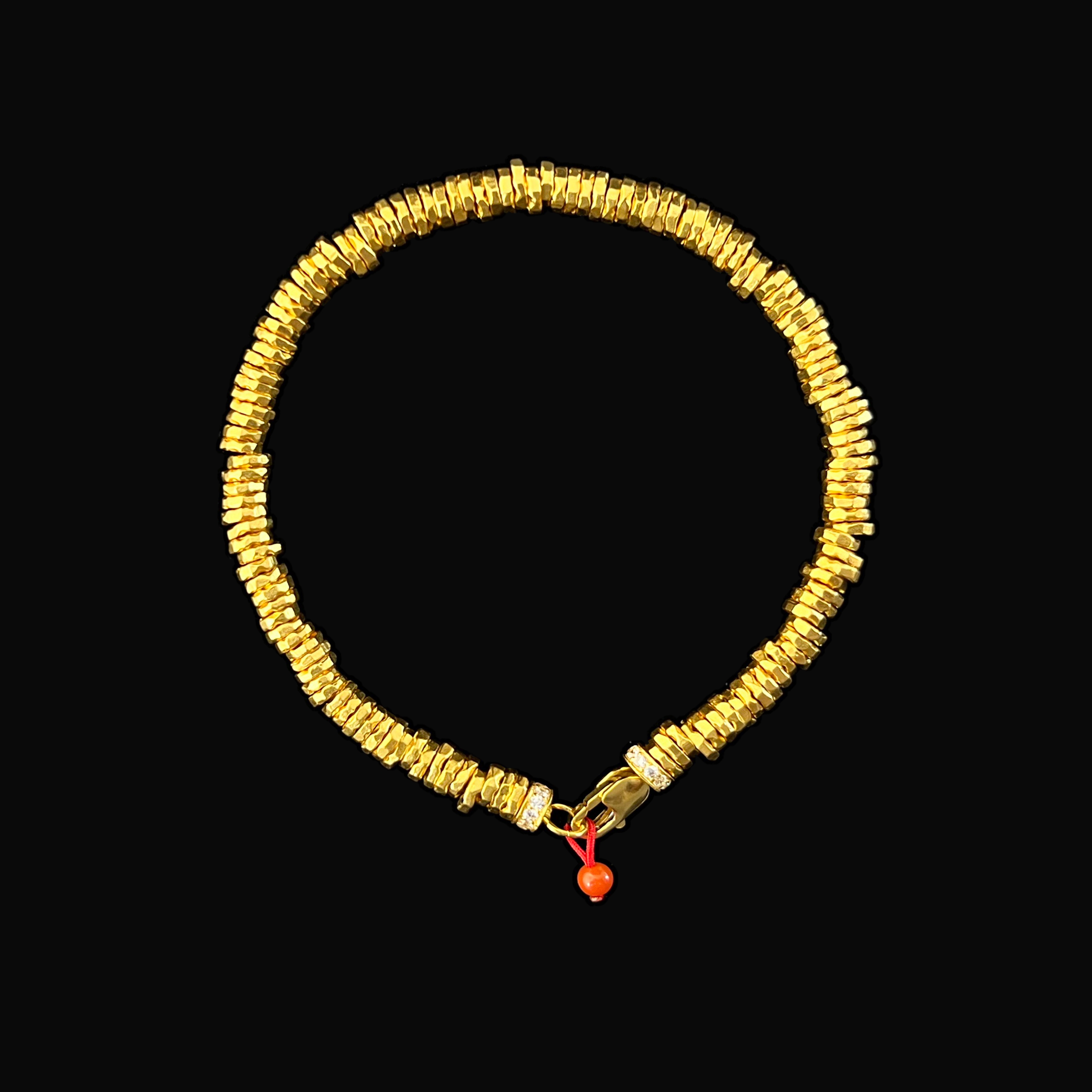 2#足金+南红盘缠手链 珠径约4.7mm 链长16.5cm 金约31.8g