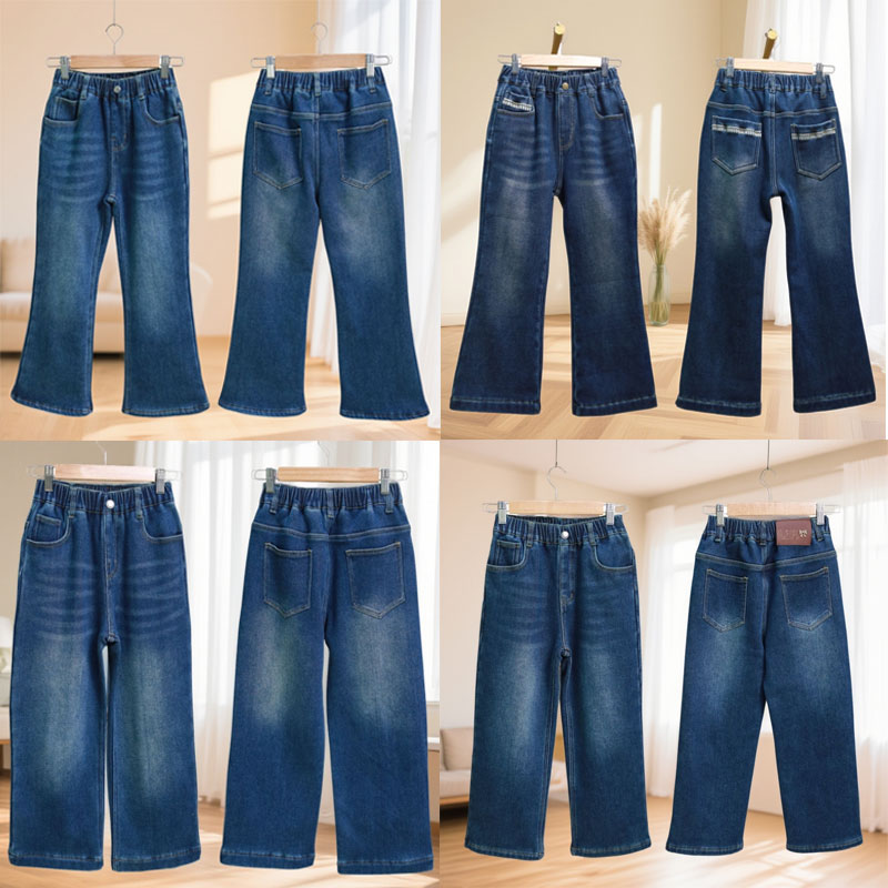 捡漏实体品质加绒女大童高品质牛仔裤儿童喇叭裤阔腿裤休闲直筒裤